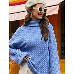 Stylish Cable Knit Turtleneck Sweater